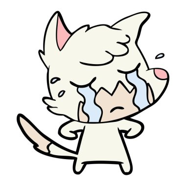 Tilki çizgi film ağlama vektör çizim