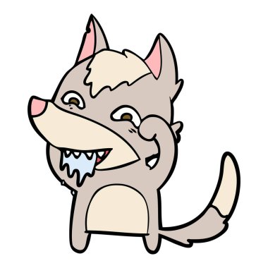 vektör çizim karikatür aç kurt