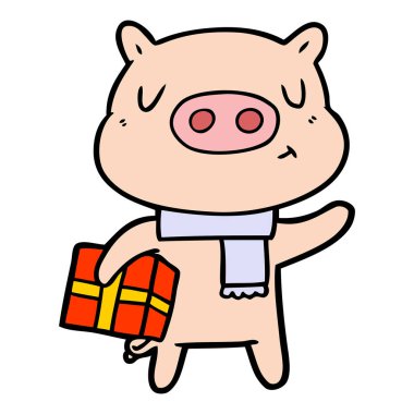 Çizgi film domuzunun vektör çizimi