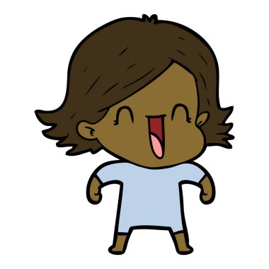 vektör çizim karikatür mutlu kadın