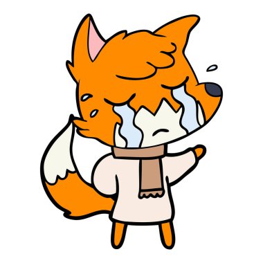 Tilki çizgi film ağlama vektör çizim