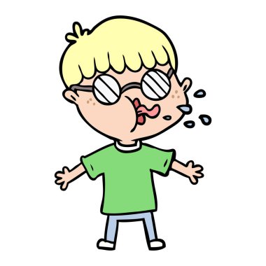 çizgi film çocuk gözlük takıyor