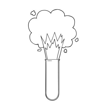 kimyasal test tüpü içinde patlayan çizgi film