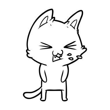 vektör çizim karikatür kedi tıslama