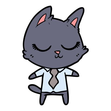Sakin karikatür kedi vektör çizim