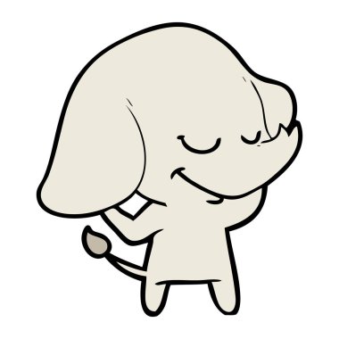 vektör çizim karikatür fil gülümseyen