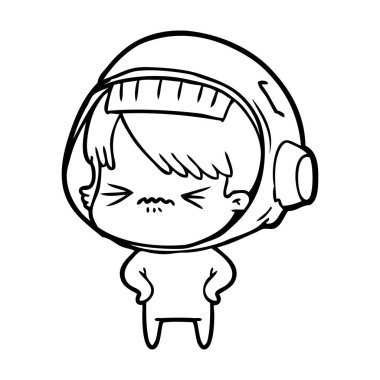 kızgın çizgi film alan kız kalça üzerinde elleriyle