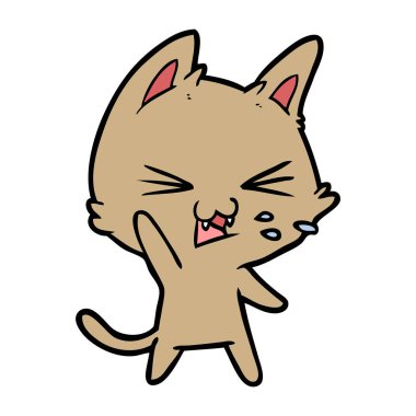 vektör çizim karikatür kedi tıslama