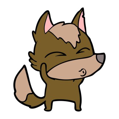 vektör çizim karikatür kurt ıslık