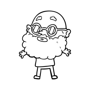 çizgi film meraklı adam sakal ve güneş gözlüğü