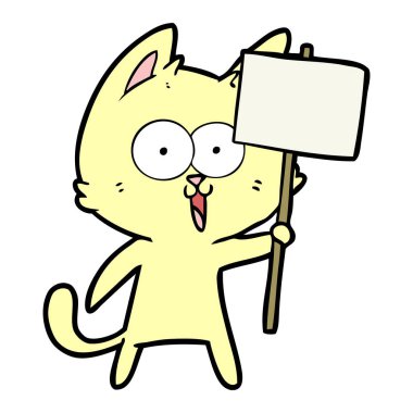 komik karikatür kedi işareti ile