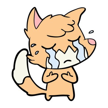 Tilki çizgi film ağlama vektör çizim