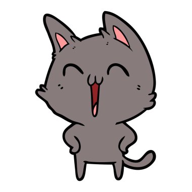 vektör çizim karikatür mutlu kedi