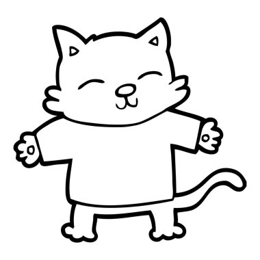 vektör çizim karikatür mutlu kedi