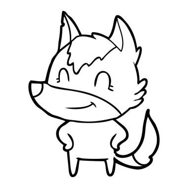 vektör çizim dostu karikatür kurt