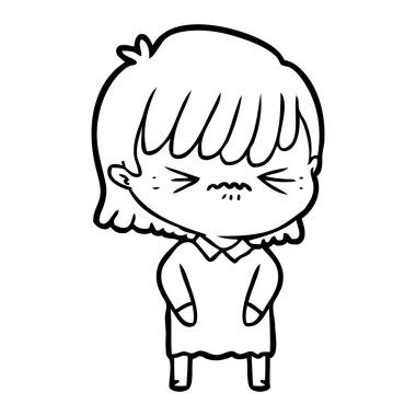 rahatsız çizgi film kız vektör çizim