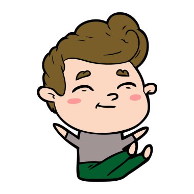 mutlu çizgi film adam vektör çizim