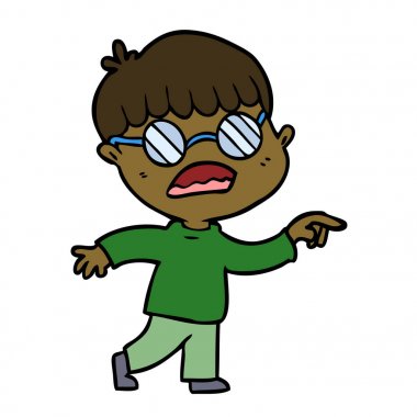 çizgi film çocuk gözlük takıyor