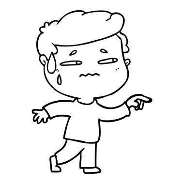 çizgi film endişeli adam işaret