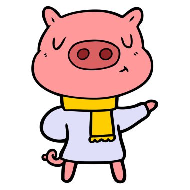 çizgi film içerik domuz kış kıyafetleri içinde