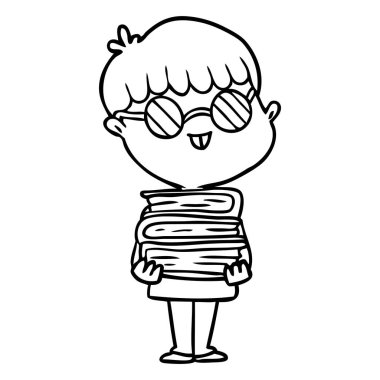 gözlükler ve kitap bir karikatür inek çocuk