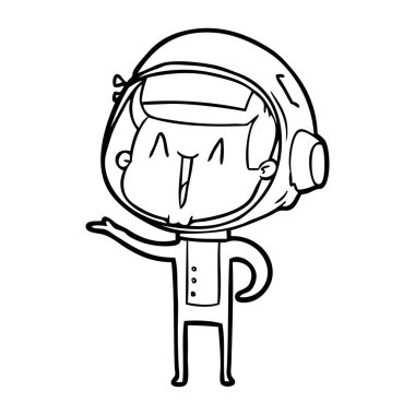 mutlu karikatür astronot vektör çizim