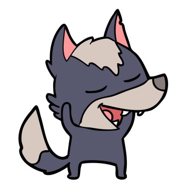 vektör çizim karikatür kurt gülen