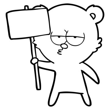 işareti ile sıkılmış kutup ayısı karikatür 