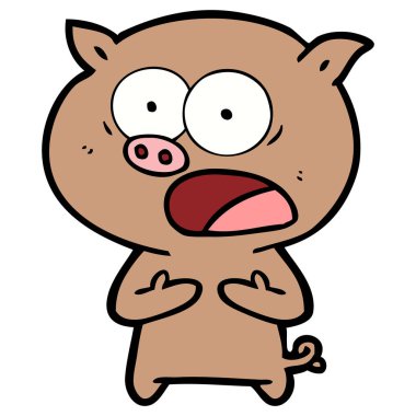 vektör çizim karikatür domuz bağırarak