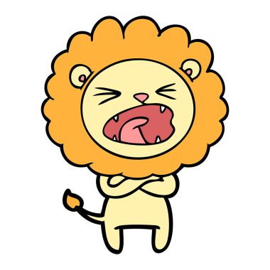 vektör çizim karikatür kızgın aslan