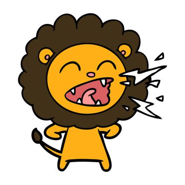 vektör çizim karikatür kükreyen aslan