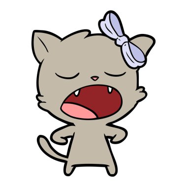 vektör çizim karikatür esneme kedi