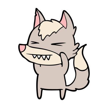 vektör çizim öfkeli wolf çizgi film