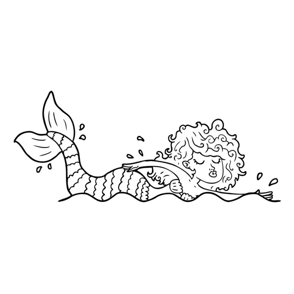 Vector Illustration Cartoon Mermaid — Stock Vector
