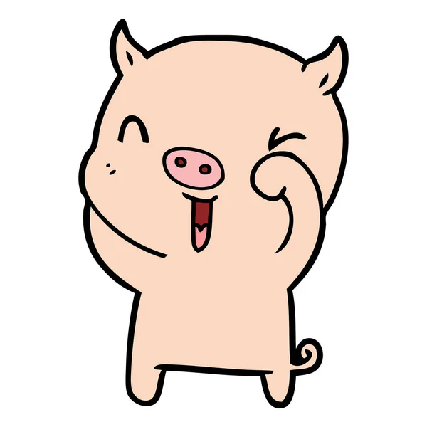 Vektorillustration Des Glücklichen Cartoon Schweins — Stockvektor