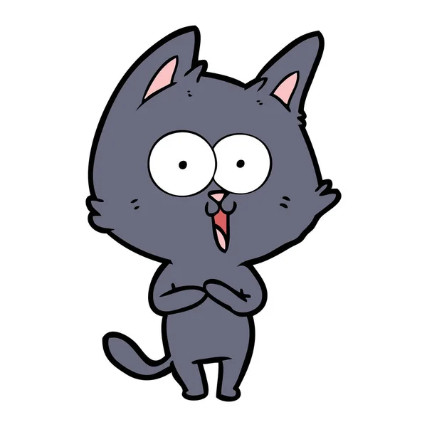 Vector Illustration Funny Cartoon Cat — Stock Vector