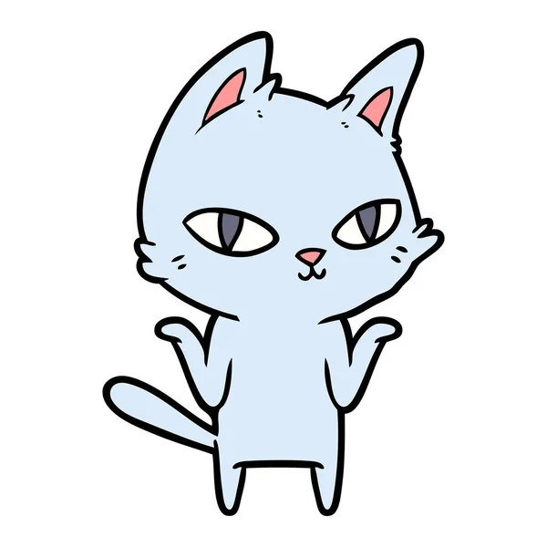 Vector Illustration Cartoon Cat Staring — Stock Vector