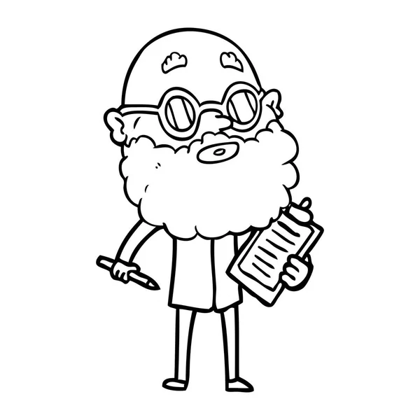 Dessin Animé Homme Curieux Avec Barbe Lunettes Soleil — Image vectorielle