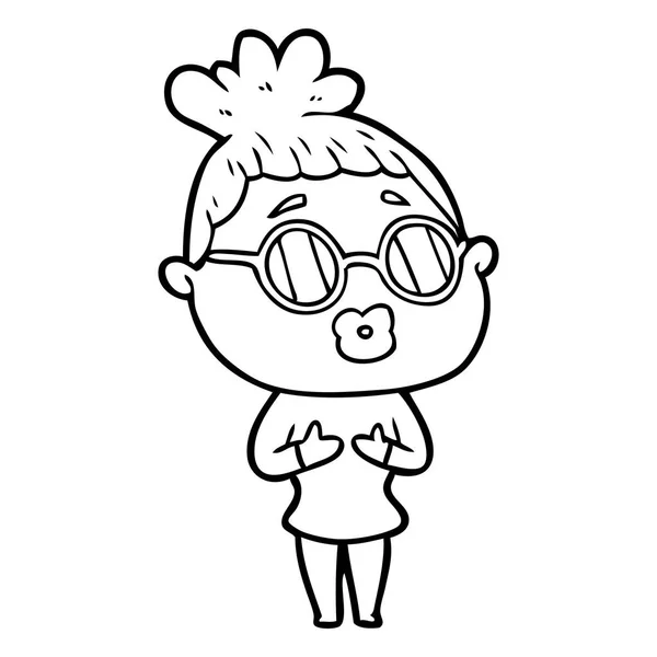 Mujer Dibujos Animados Con Gafas — Vector de stock