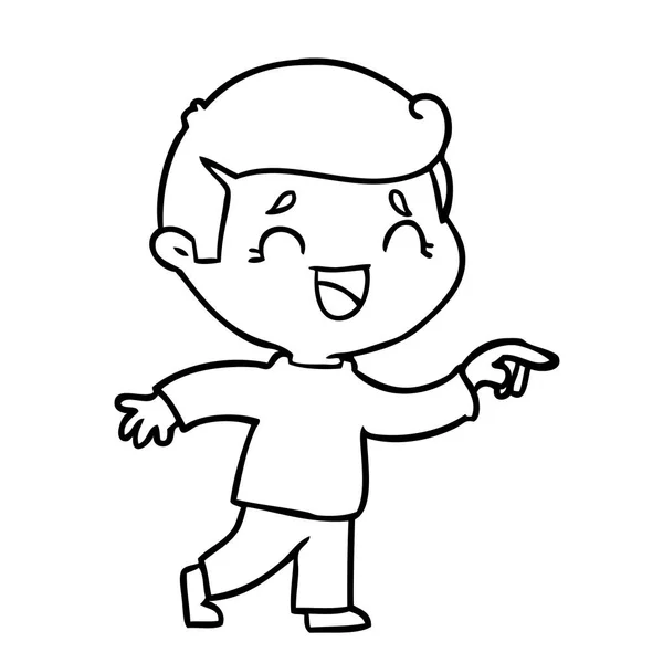 Cartone Animato Uomo Ridente Che Indica — Vettoriale Stock