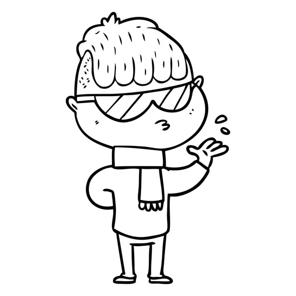 サングラスをかけている漫画少年 — ストックベクタ