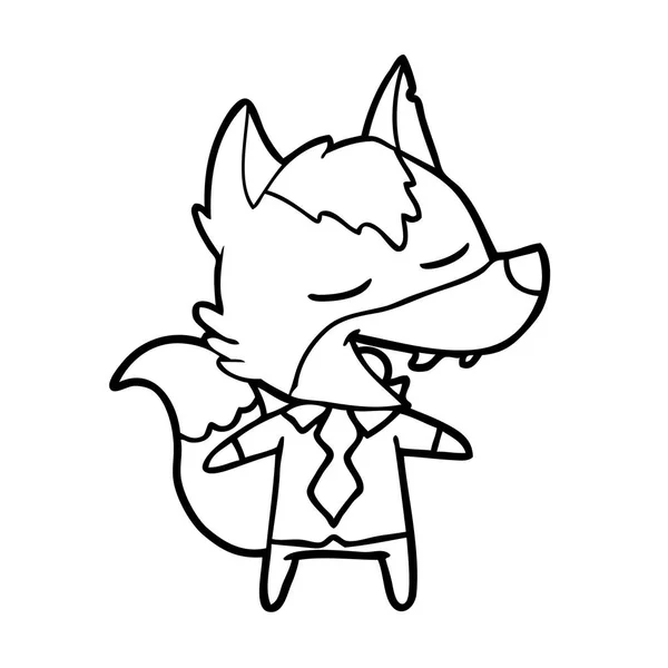 Vector Illustration Cartoon Wolf Laughing — Stock Vector