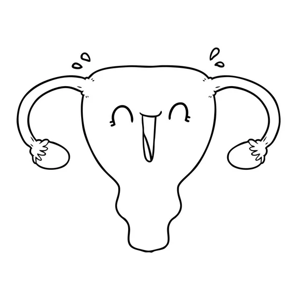 Illustration Vectorielle Dessin Animé Heureux Utérus — Image vectorielle