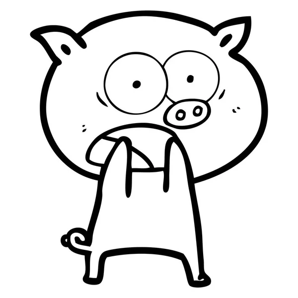Ilustração Vetorial Porco Dos Desenhos Animados Gritando — Vetor de Stock