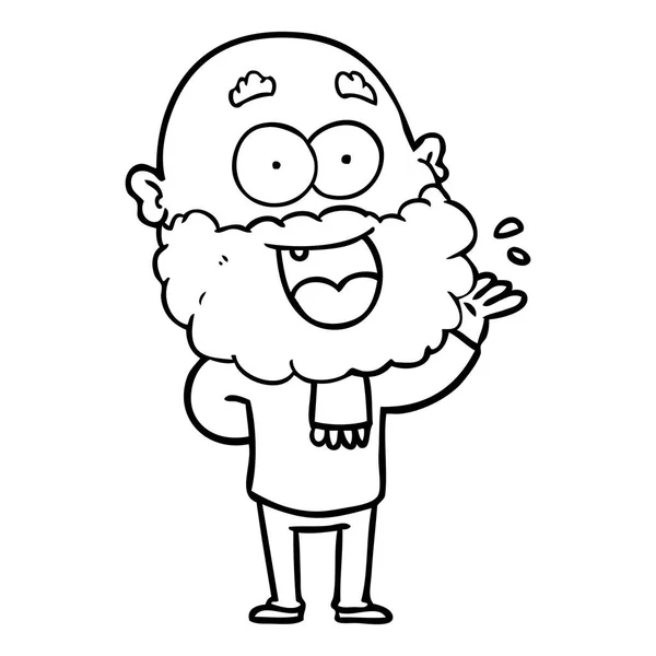 Dessin Animé Fou Heureux Homme Avec Barbe Étonné — Image vectorielle