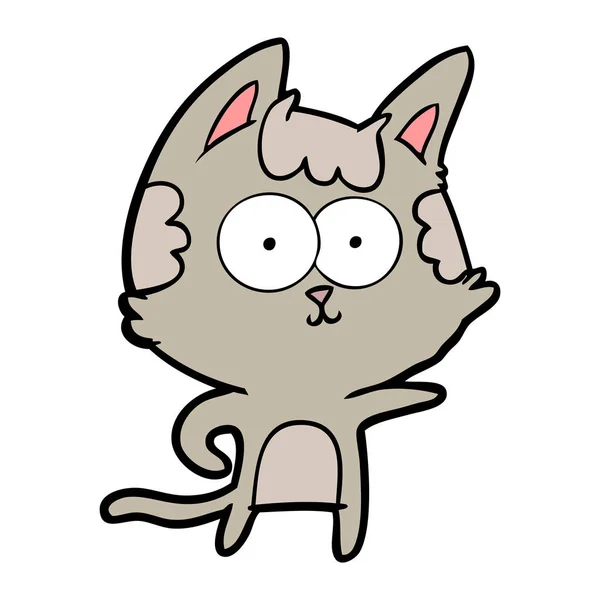 Feliz Desenho Animado Gato Apontando — Vetor de Stock