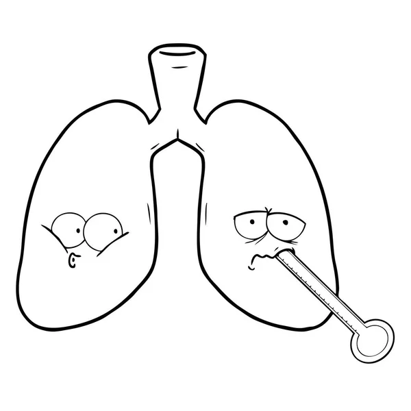 Vector Ilustración Los Pulmones Dibujos Animados — Vector de stock