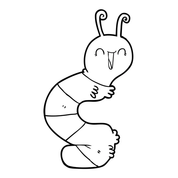 Vektorillustration Cartoon Happy Caterpillar — Stock vektor