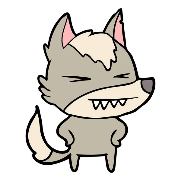 Ilustración Vectorial Dibujos Animados Lobo Enojado — Vector de stock