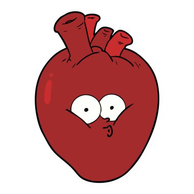 Karikatür kalp çiziminin vektör çizimi